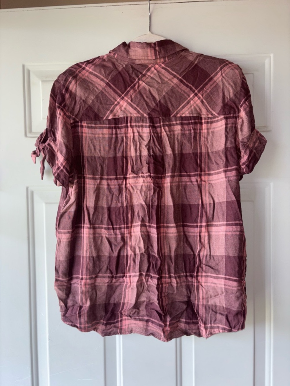 Paige burgundy/pink plaid button down top size S - Picture 3 of 3